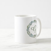 Botanischer Kranz in elegantem Monogramm Kaffeetasse (VorderseiteRechts)