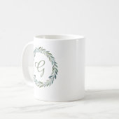 Botanischer Kranz in elegantem Monogramm Kaffeetasse (Vorderseite Links)