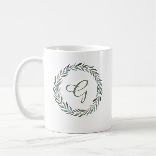 Botanischer Kranz in elegantem Monogramm Kaffeetasse (Links)