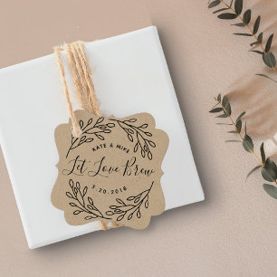 Botanischer Kranz Lass Liebe Brauen Hochzeitskaffe Geschenkanhänger