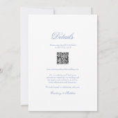 Botanischer Kranz mit dunkelblauer Monogramm Einladung (Rückseite)