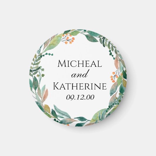 Botanischer Kranz mit eigener Wasserfarbe Magnet (Vorne)