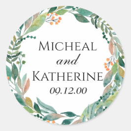 Botanischer Kranz mit eigener Wasserfarbe Runder Aufkleber
