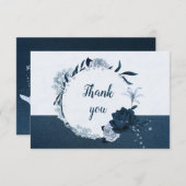 Botanischer Kranz mit eleganten marineblauen und s Dankeskarte (Vorne/Hinten)