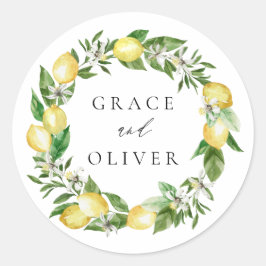 Botanischer Kranz mit Grünen Hochzeit Runder Aufkleber