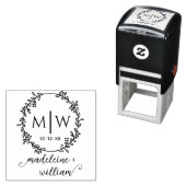 Botanischer Kranz mit zwei Initnamen Hochzeitsmono Permastempel (Beispiel)