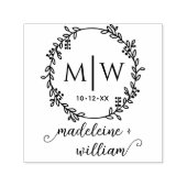 Botanischer Kranz mit zwei Initnamen Hochzeitsmono Permastempel (Design)