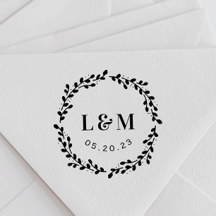 Botanischer Kranz Monogramm Hochzeit Termin vormer Permastempel