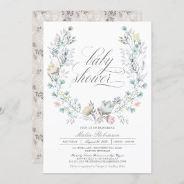 Botanischer Kranz | Neutral des Geschlechts | Baby Einladung