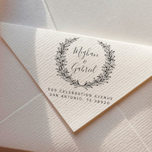 Botanischer Kranz Rücksendeadresse der Hochzeitn Gummistempel
