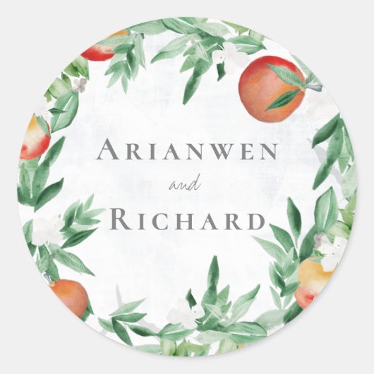 Botanischer Kranz Runder Aufkleber (Vorderseite)