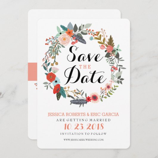 Botanischer Kranz Save the Date (Vorne/Hinten)