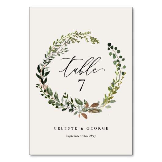 Botanischer Kranz Tischnummer (Rückseite)