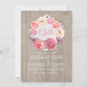 Botanischer Kranz Wasserfarbe Rustikale Hochzeit Einladung (Vorderseite)