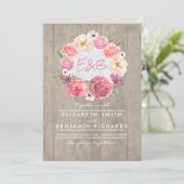 Botanischer Kranz Wasserfarbe Rustikale Hochzeit Einladung (Stehend Vorderseite)