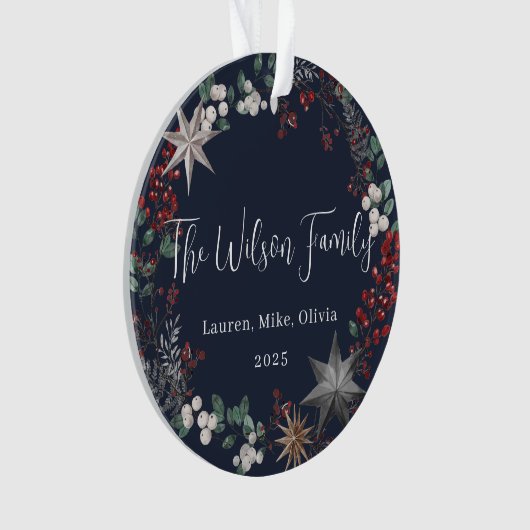Botanischer Kranz Weihnachtszeit-Foto Ornament (Vorderseite)