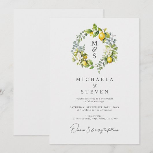 Botanischer Kranzkranz Einladung (Vorne/Hinten)