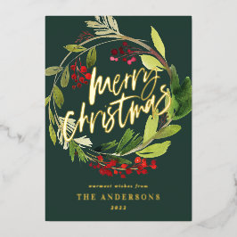 Botanischer Kraut Weihnachten Folien Feiertagskarte
