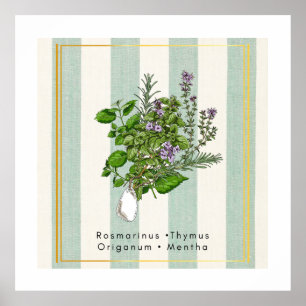 Botanischer Kräutergarten-Mix - Salbei Küchenkunst Poster
