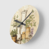 Botanischer Kräutergarten Runde Wanduhr (Winkel)