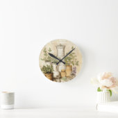 Botanischer Kräutergarten Runde Wanduhr (Zuhause)