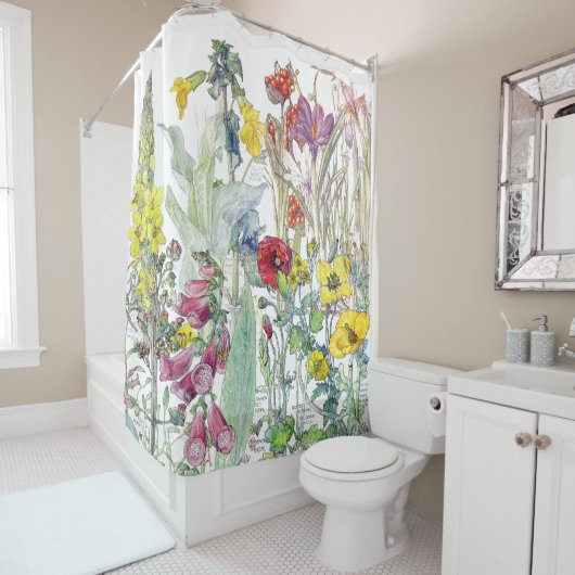 Botanischer Krokus-Fingerhut-Blumen-Duschvorhang Duschvorhang (Beispiel)