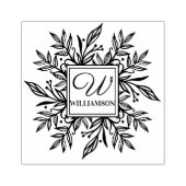 Botanischer Krustengrüne Familienname & Monogramm Gummistempel (Prägung)