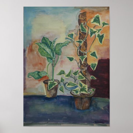 Botanischer Kunstdruck von Indoor-Pflanzen Poster (Vorne)