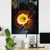 Botanischer Kunsttempel Flora Nacht Geblümter Cere Poster (Heimbüro)