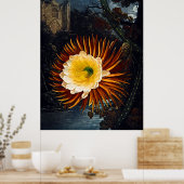 Botanischer Kunsttempel Flora Nacht Geblümter Cere Poster (Küche)