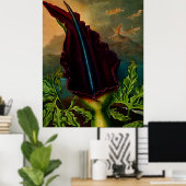 Botanischer Kunsttempel Pflanze des Drachen Poster (Heimbüro)