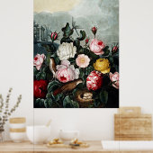 Botanischer Kunsttempel Rose Poster (Küche)