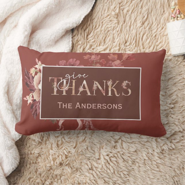 Botanischer Kürbis-Erntedank Lendenkissen (Decke)