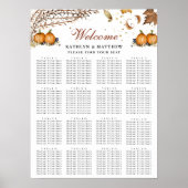 Botanischer Kürbis Herbst Hochzeit 16 Tischsitze Poster (Vorne)