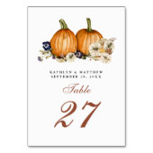 Botanischer Kürbis Rustikale Hochzeit im Herbst He Tischnummer (Rückseite)