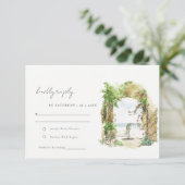 Botanischer Küstenstrand Seascape Hochzeit RSVP Karte (Stehend Vorderseite)