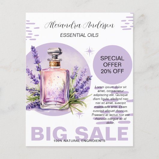 Botanischer Lavendel Essential Oil Watercolor Prom Flyer (Vorne)