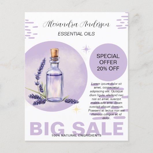 Botanischer Lavendel Essential Oil Watercolor Prom Flyer (Vorne)