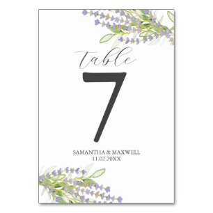 Botanischer Lavendel Hochzeitstag Tischnummer