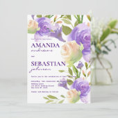 Botanischer Lavendel Pink Minze Grüne Blumenhochze Einladung (Stehend Vorderseite)