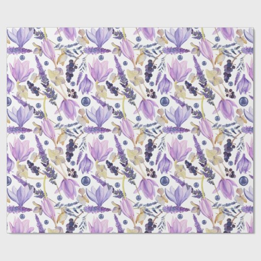Botanischer Lavendel Wildblume Boho Geschenkpapier (Flach)