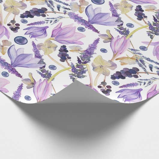 Botanischer Lavendel Wildblume Boho Geschenkpapier (Ecke)