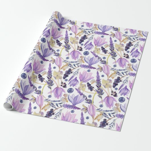 Botanischer Lavendel Wildblume Boho Geschenkpapier (Ungerollt)
