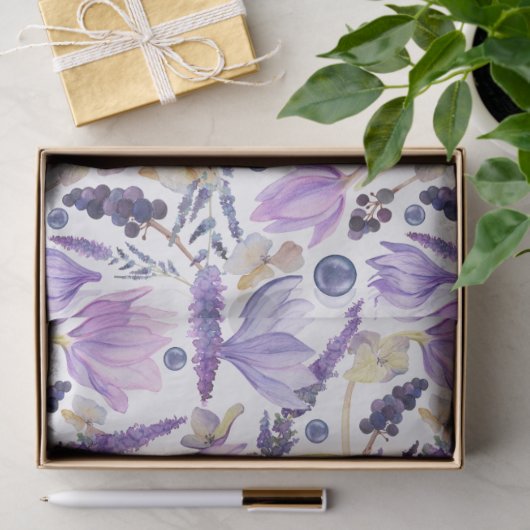 Botanischer Lavendel Wildblume Boho Seidenpapier (Geschenk)