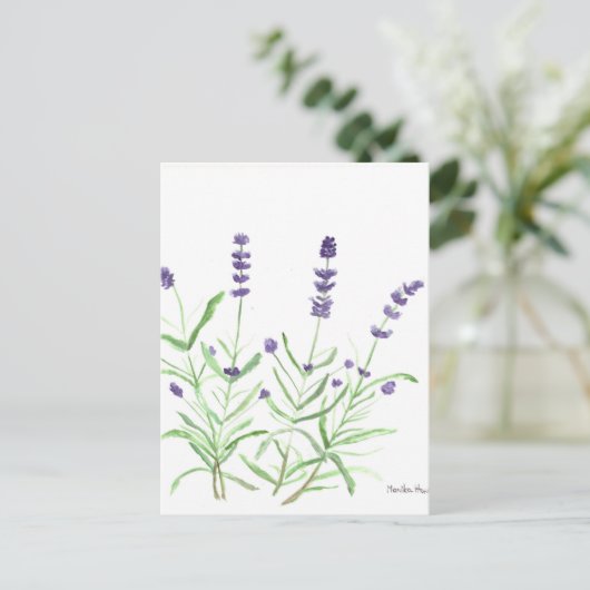 Botanischer Lavendelkraut Postkarte (Stehend Vorderseite)