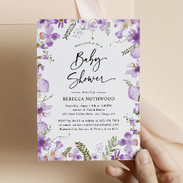 Botanischer Lavender Lilac Florals Baby Dusche Einladung