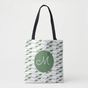 Botanischer Leaf Grüne Handgezeichnete Muster Name Tasche