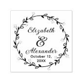 Botanischer Leaf-Kranz #14 Couple-Namen Datumsanze Permastempel (Design)