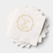 Botanischer Leaf-Kranz #14 Couple-Namen Datumsanze Servietten Mit Folie (Insitu (Gestapelt))