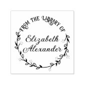 Botanischer Leaf Wreath #14 Round Library Book Nam Permastempel (Design)